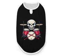 Drummer Skull Drum Sticks Dog Shirts Sleeveless T-Shirt Pet Tank Top Soft Summer Vests Clothes for Dogs And Cat M