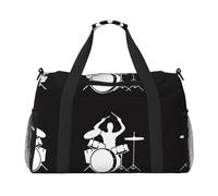 Drummer Travel Duffel Bag for Women Men,Print Polyester Tote Hand Luggage Bag with Shoulder Strap