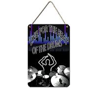 DRUMMER WALL PLAQUE. Live for The Beat of The Drums. CAN BE PERSONALISED. 28X19CM Hanging Metal Sign. Colourful Wall Art Drummer Drumming Drum Gift.