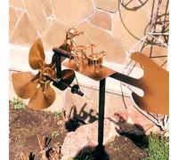 Drummer Windmill Garden Decoration, Stainless Steel Drummer Wind Spinners Sculpture Outdoor Decor, Fun Rock Art Metal Pinwheels Wind Vanes for Yard Garden Patio Outdoor Decor