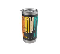 Drummers Drum Set Kit Silhouette Distressed Retro Theme Stainless Steel Insulated Tumbler