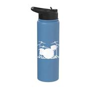 Drummers Drum Set Kit Silhouette Minimalist Illustration Stainless Steel Insulated Water Bottle