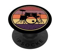 Drumming Musician Drum Set Retro Drummer PopSockets Adhesive PopGrip