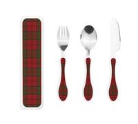 Drummond Clan Tartan Portable Kids Utensil Set Stainless Steel Fork, Spoon & Knife 3-Piece-Set, Easy to Clean, and Perfect for School, Travel, Or Home Use