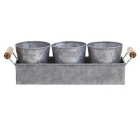 Drummond Set Of Three Galvanised Steel Flower/Herb Pots With Tray Interiors by Premier Silver One Size
