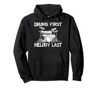 Drums First Melody Last Music Lover Graphic Pullover Hoodie