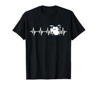 Drums Heartbeat for Drummers & Percussionists Music Lovers T-Shirt, Men, Black, Small