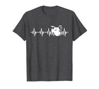 Drums Heartbeat for Drummers & Percussionists Music Lovers T-Shirt, Men, Dark Heather Grey, Medium