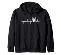 Drums Heartbeat T-Shirt for Drummers & percussionists Zip Hoodie