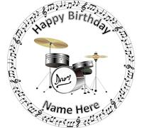 Drums music note edible 7.5 inch cake topper wafer paper personalised