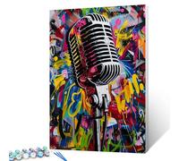 Drums Stand Paint by Numbers Kits for Adults Band Performance DIY Oil Painting Acrylic Pigment Kits Graffiti Illustration Home Wall Art Decor Contemporary Style Gift Artwork 16x20 inch (DIY Frame)