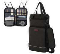 Drumstick Bag with Hanging Hook, Drumstick Bag with Adjustable Shoulder Strap, Beater Holder for Drumsticks, Broom and Sheet Music, for Drummers and Beginners in Gig, Practice and Rehearsal,Bag Only