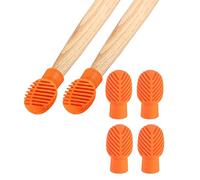 Drumstick Dampeners for Silencing Drumming Practice 4 Pcs Drumstick Silent Practice Tips Silicone Mute Tips Noise Reducing for Quiet Practice, Reusable Stretchable Drum Dampeners (Orange)
