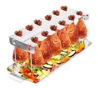 Drumstick Holder - Chicken Leg Rack for Grill, Smoker & Oven - 12-Slot Non-Stick Chicken Drumstick Holder for Grill with Drip Tray, No Welding, Dishwasher Safe, Premium Stainless Steel, Easy Cooking,