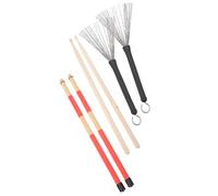 Drumsticks Drum Brushes Wire Brush for Drum Set Practice | Wood and Steel Construction, Lightweight Multi Use Balance, with Bag for Students