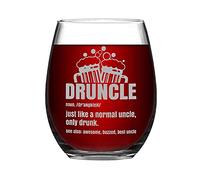 Druncle Drunk Beer Uncle Funny Stemless Wine Glass Laser Engraved Whiskey Glass Shot Glass Unique Novelty Idea for Him, Her, Mom, Wife, Boss, Sister, BFF, Birthday Gifts, 15 oz