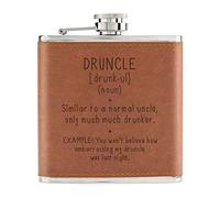 Druncle Drunk Uncle Definition 6oz PU Leather Hip Flask Tan