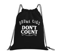 Drunk Cigs Don'T Count Women Men Pe Bag Lightweight Drawstring Bag Adjustable String Backpack For Travel Hiking Beach