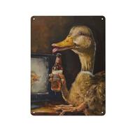 Drunk Duck Drinking Beer Metal Wall Art 40x30cm, Home Decoration | Winter styling feels more personal with metal wall signs in the man cave.