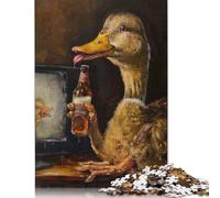 Drunk Duck Drinking Beer Puzzles 1000 Pieces Wooden Puzzles Puzzle for Adults For Family Fun & Game Night 1000pcs (75x50cm)