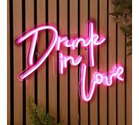 DRUNK IN LOVE Neon Sign Pink Neon Light Sign for Wall LED Neon Lights for Bedroom Hand Written Wall Lights Decoration for Living Room