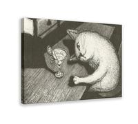 Drunk in The Pub, Abstract Cat Canvas Poster Wall Art Decor Print Picture Paintings for Living Room Bedroom Decoration 24x36inch(60x90cm)