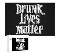 Drunk Lives Matter Funny Wooden Puzzle with Storage Box Adults Jigsaw Puzzles Challenge for Family Game Birthday Gift