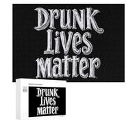Drunk Lives Matter Funny Wooden Puzzle with Storage Box Adults Jigsaw Puzzles Challenge for Family Game Birthday Gift