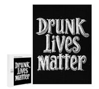 Drunk Lives Matter Funny Wooden Puzzle with Storage Box Adults Vertical Jigsaw Puzzles Challenge Gift for Family Game
