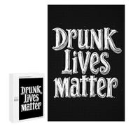 Drunk Lives Matter Funny Wooden Puzzle with Storage Box Adults Vertical Jigsaw Puzzles Challenge Gift for Family Game