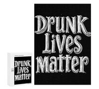 Drunk Lives Matter Funny Wooden Puzzle with Storage Box Adults Vertical Jigsaw Puzzles Challenge Gift for Family Game