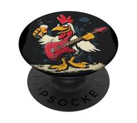 Drunk Rocker Chicken with Rocking Electric Guitar Costume PopSockets Adhesive PopGrip