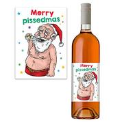 Drunk Santa Wine Bottle Label Funny Xmas Secret Santa Gift Idea for Men & Women Pack 1