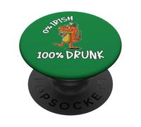 Drunk T-Rex Leprechaun Dino Dinosaur 0% Irish 100% Drunk PopSockets Adhesive PopGrip