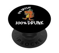 Drunk T-Rex Leprechaun Dino Dinosaur 0% Irish 100% Drunk PopSockets Adhesive PopGrip