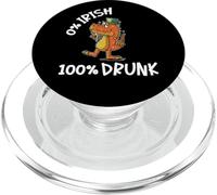 Drunk T-Rex Leprechaun Dino Dinosaur 0% Irish 100% Drunk PopSockets PopGrip for MagSafe