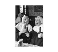 Drunken Nuns Giclée Print, Hillarious Vintage Photo Canvas Poster Wall Art Decor Print Picture Paintings for Living Room Bedroom Decoration 16x24inch(40x60cm)