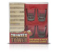 Drunken Tower Wooden Tipsy Adult Party Drinking Game with 4x Shot Glasses Gift Novelty