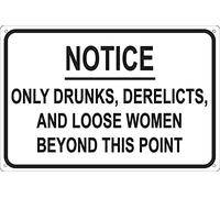 Drunks Derelicts and Loose Women Beyond This Point 12" x 8" Funny Tin Sign Gag Gift Inappropriate Humor Prank Home Bar Garage Pub College Dorm Decor