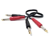DRUT 0.5m 2x 6.35mm (1/4") Mono Jack to 2x 6.35mm Mono TS Jack Audio Cable - Twin Signal Patch Lead for Mixers, Controllers, DJ & Audio Equipment, Gold Ends 1.6ft