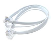 DRUT 0.5m FLAT RJ12 to RJ12 6P6C Cable Lead Plug to Plug (RJ11 with 6 pin Wire) 1.6ft White