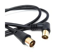 DRUT 0.5m TV Male to Male Plug Coaxial Cable RG6 Aerial Digital Antenna RF Fly Lead Cable (Right Angle, Black Gold 1.6ft