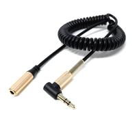 DRUT 1.5m 3.5mm Aux Coiled Extension Cable, Right Angle Male to Female