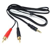 DRUT 1.5m 3.5mm to Twin RCA Stereo Aux Phono Audio Cable Mini Jack Lead Cord Y Splitter Headphone Cord RCA Y Splitter Adapter 5ft Black Gold Connectors