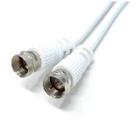 DRUT 1.5m F-Type Male to Male Coax Coaxial Cable, Extension 75ohm Cord Wire Compatible with Satellite Dish, TV Antenna, Freeview TV, DVD, VCR, SKY HD, Virgin, BT White 5ft