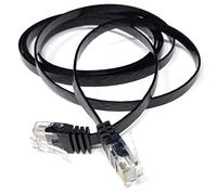 DRUT 1.5m FLAT CAT6 RJ45 Ethernet LAN Patch Cable, Low Profile GIGABIT Full Copper 32AWG, Lead Allows Up to 1000Mbps Speed 5ft Black