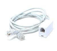 DRUT 1.5m RJ11 to RJ11 ADSL 2+ Male to Male Cable with Female Coupler, BT Telephone, Broadband, Modem Extension Lead, Gold Plated Connectors White 5ft