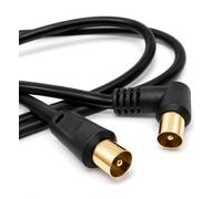 DRUT 1.5m TV Male to Male Plug Coaxial Cable RG6 Aerial Digital Antenna RF Fly Lead Cable (Right Angle, Black Gold, 5ft.)
