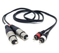 DRUT 1.5m Twin 2 x XLR Female Sockets to 2 x RCA Phono Male Plugs Shielded