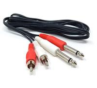 DRUT 1.8m Twin 6.35mm MONO Jack Plugs to 2 x RCA Phono Plugs OFC Audio